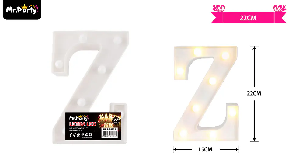 Letra Z con luz led 22cm 2