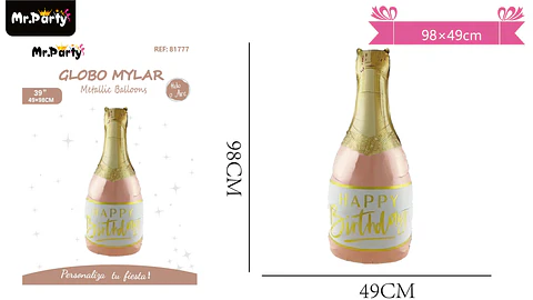 Globo metálico botella de champán 98*49cm