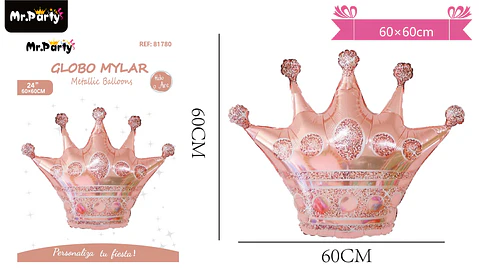 Globo metálico corona dorado rosa 60*60cm