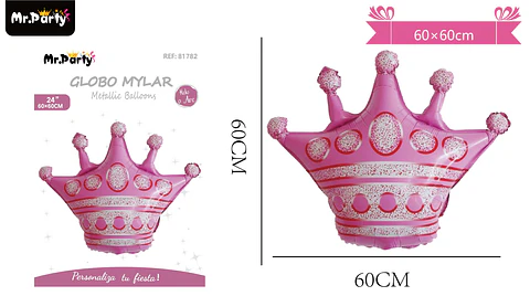 Globo metálico corona rosado 60*60cm