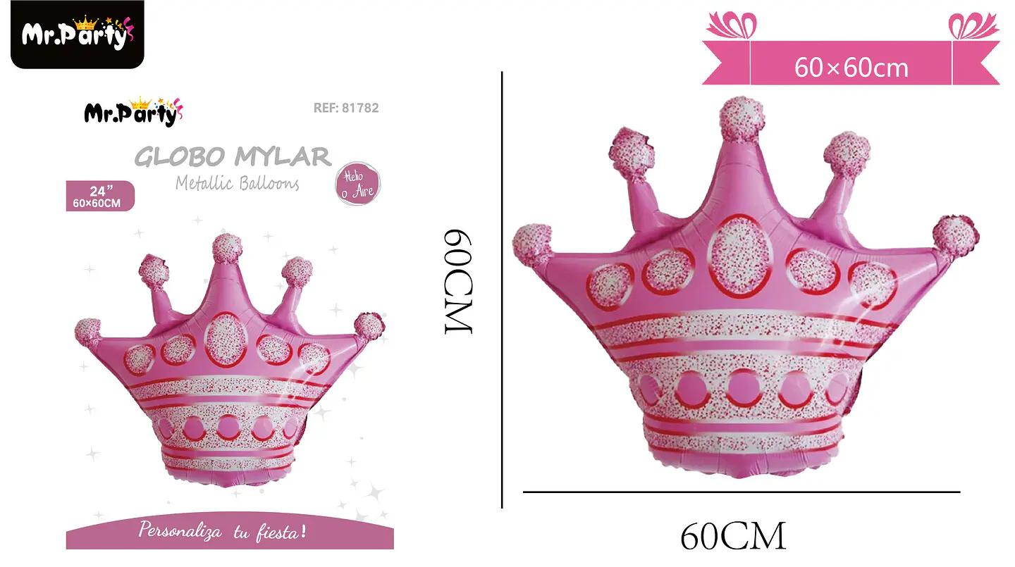 Globo metálico corona rosado 60*60cm 1