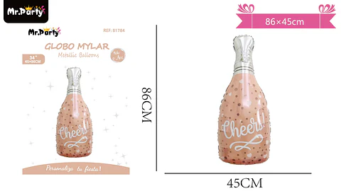 Globo metálico botella de champán 86*45cm
