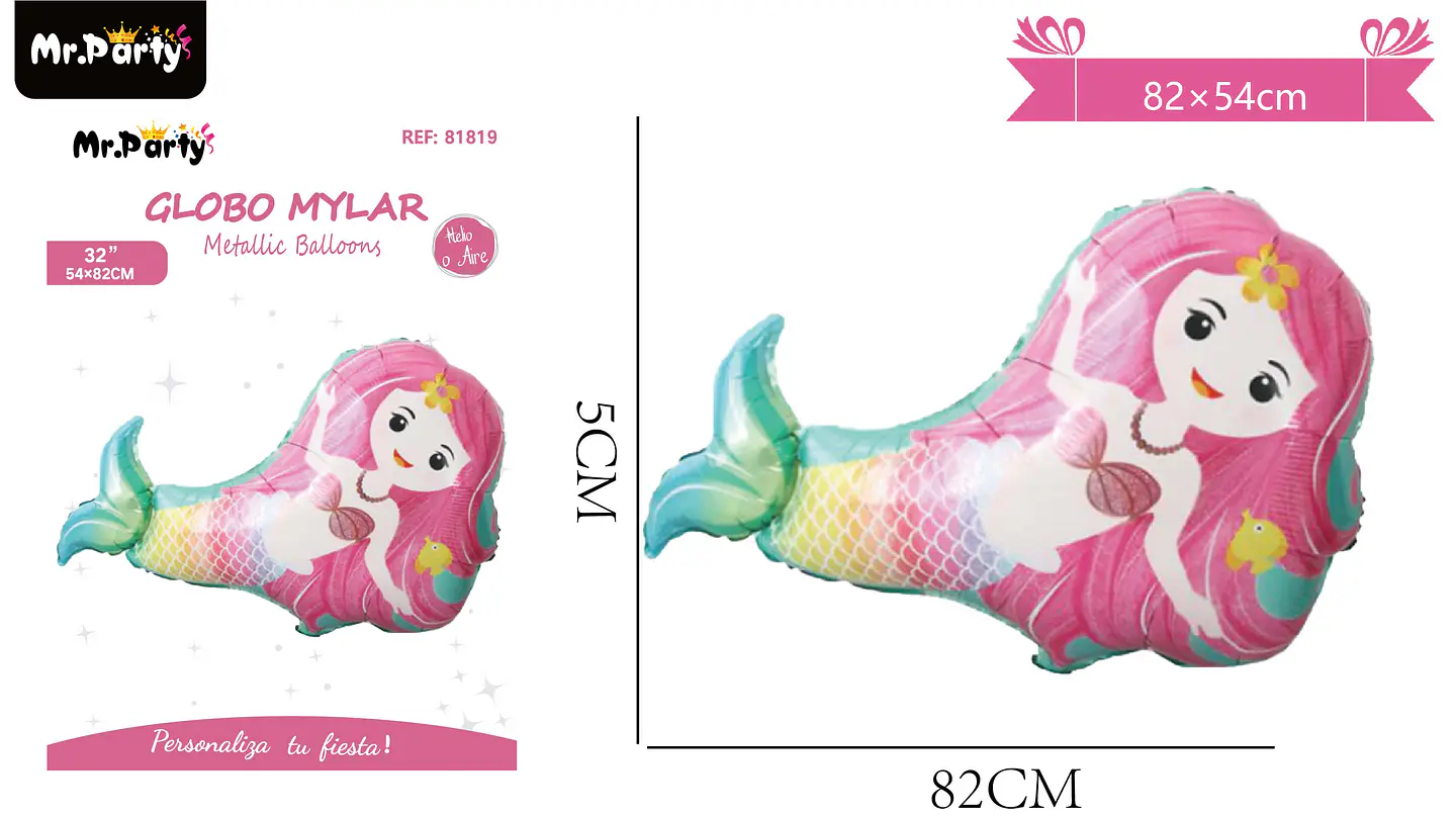 Globo metálico sirena rosado 82*54cm 2