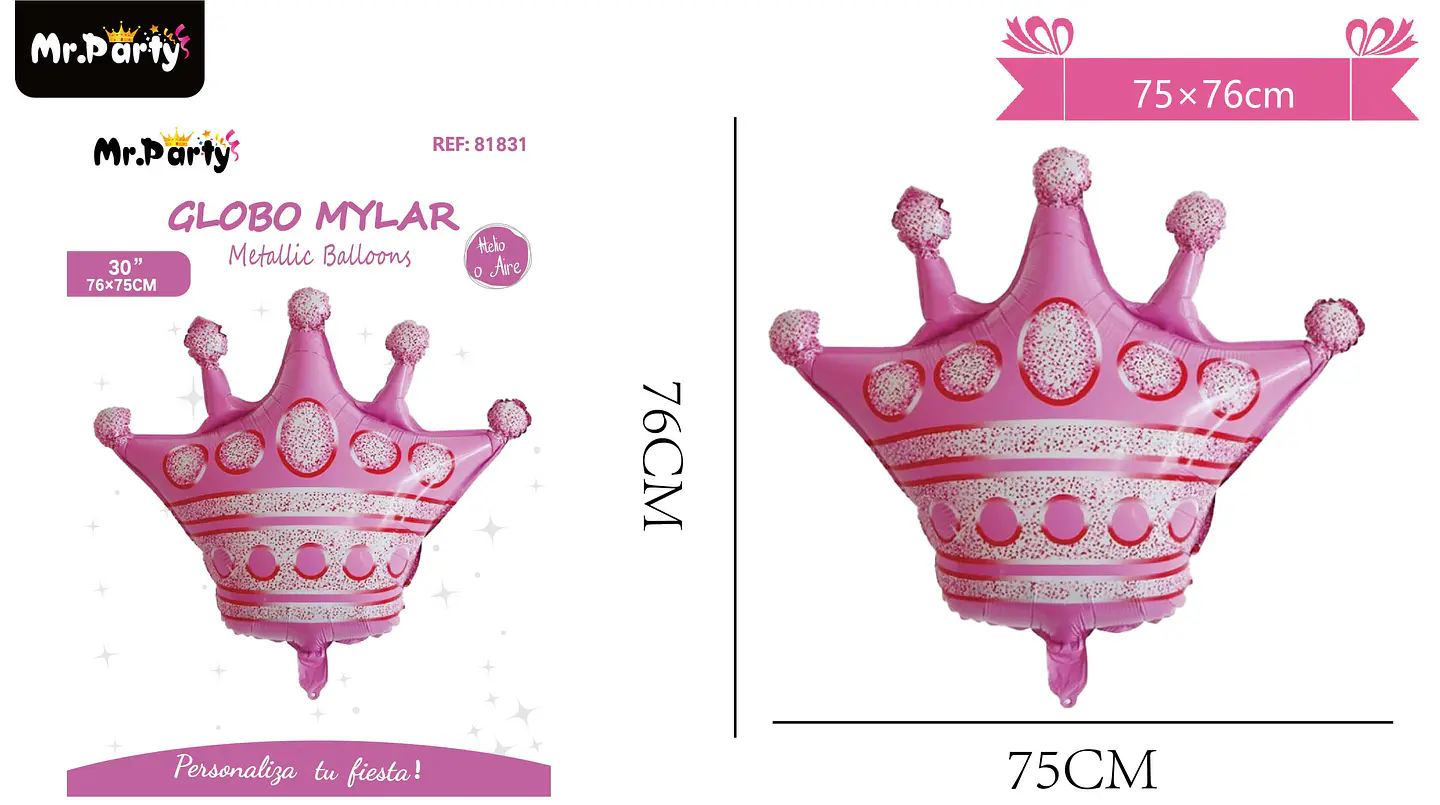 Globo metálico corona rosado 76*75cm 1