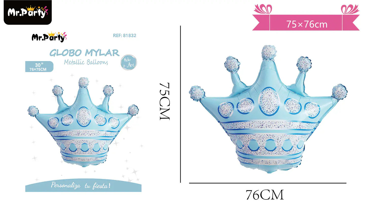Globo metálico corona azul 76*75cm 1