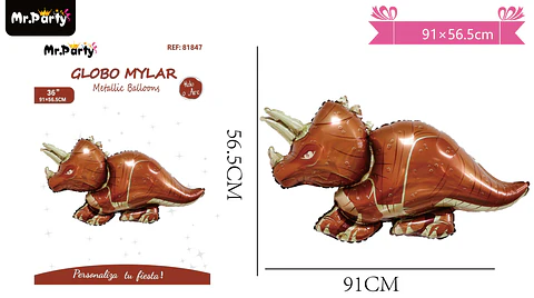 Globo metálico dinosaurio triceratops 91*56.5cm