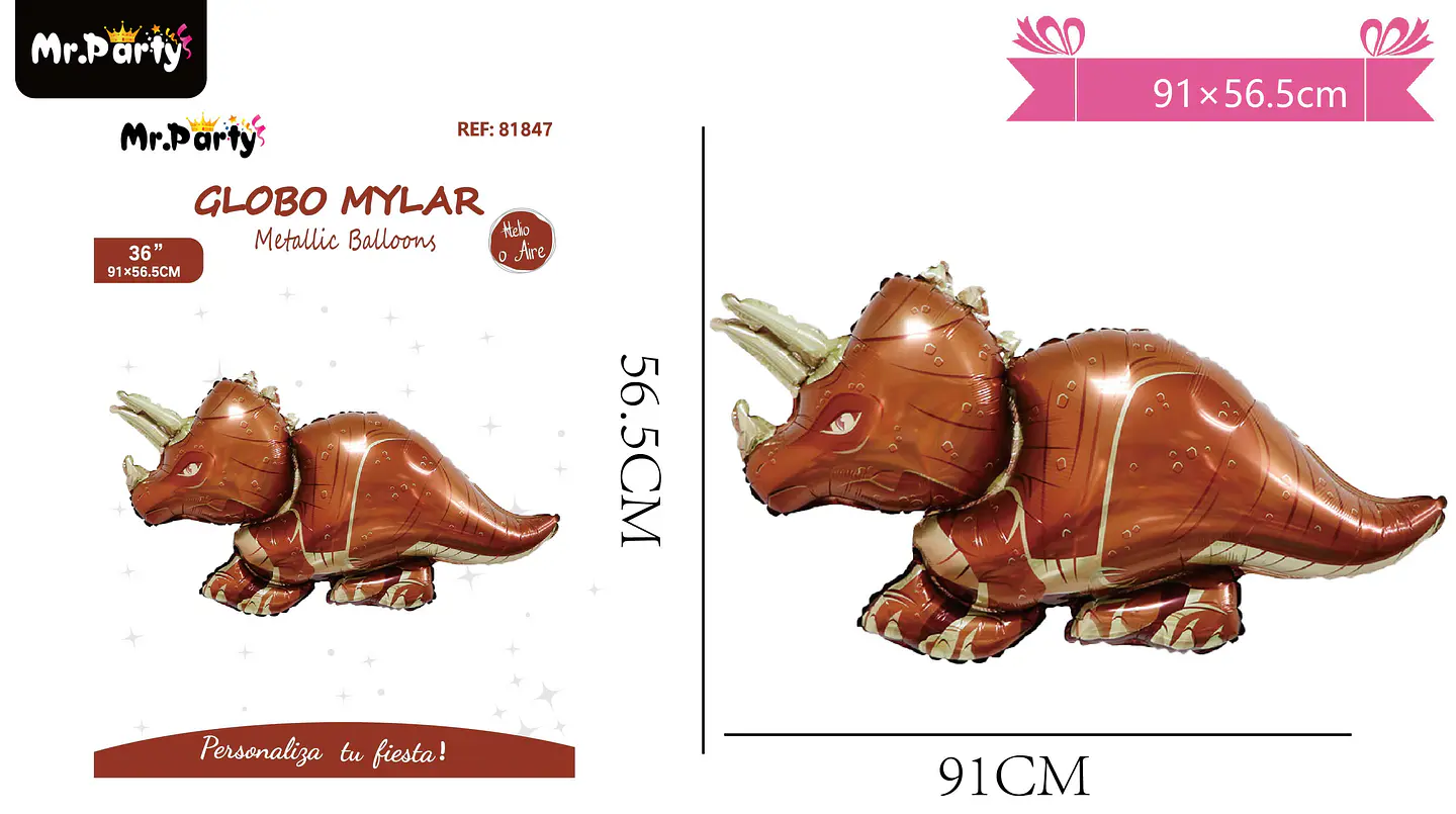 Globo metálico dinosaurio triceratops 91*56.5cm 1