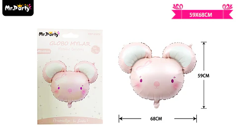 Globo metálico ratón rosado 59*68cm