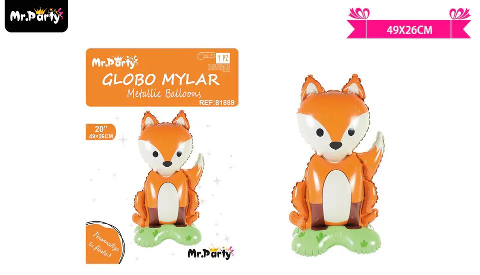 Globo metálico zorro 49*26cm 1