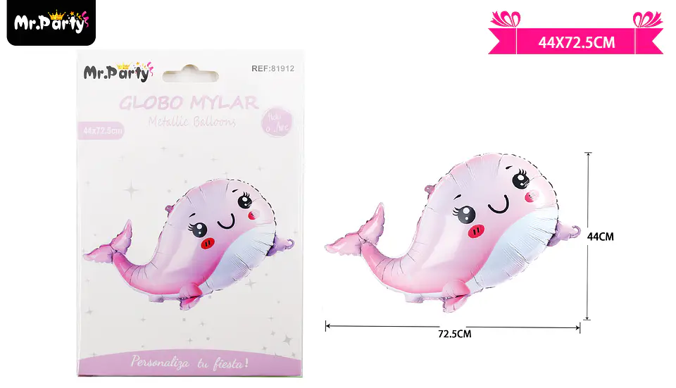 Globo metálico delfín rosado 72.5*44cm 1
