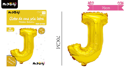 Globo metálico dorado 70cm letra J