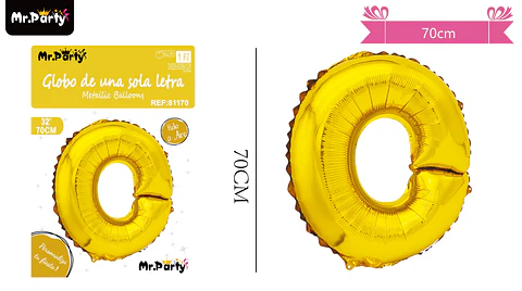 Globo metálico dorado 70cm letra O