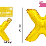 Globo metálico dorado 70cm letra X