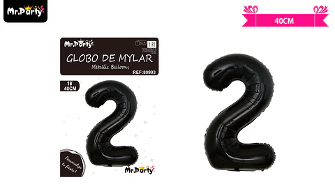 Globo metálico negro 40cm número 2