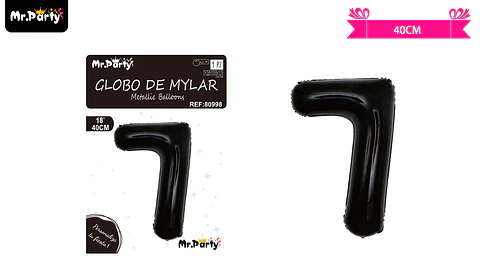 Globo metálico negro 40cm número 7