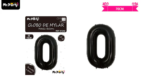 Globo metálico negro 70cm número 0