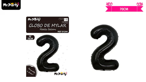 Globo metálico negro 70cm número 2