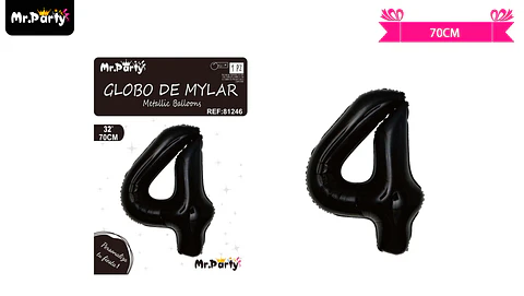 Globo metálico negro 70cm número 4