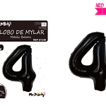Globo metálico negro 70cm número 4