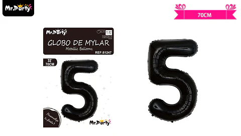 Globo metálico negro 70cm número 5