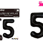 Globo metálico negro 70cm número 5