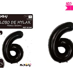 Globo metálico negro 70cm número 6
