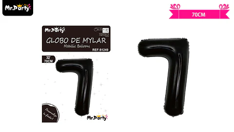 Globo metálico negro 70cm número 7