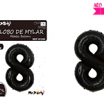 Globo metálico negro 70cm número 8