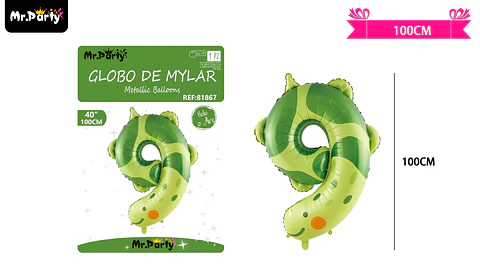 Globo metálico animal 100cm número 9