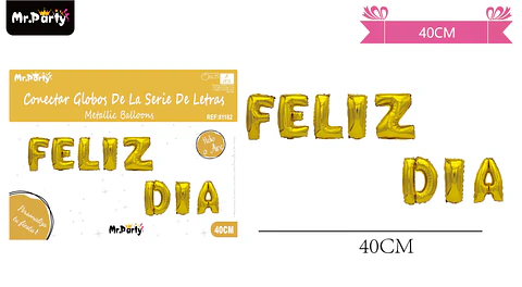 Globos metálico de letra feliz día dorado 40cm