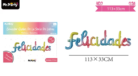 Globos metálico de letra felicidades multicolor 113*33cm