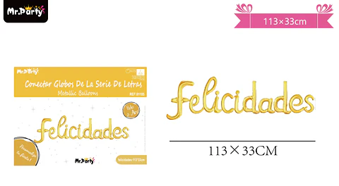 Globos metálico de letra felicidades dorado 113*33cm