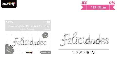 Globos metálico de letra felicidades plateado 113*33cm