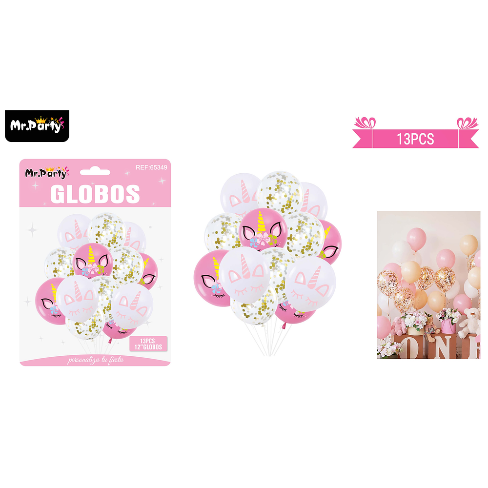 Set de globos de látex 13pcs unicornio