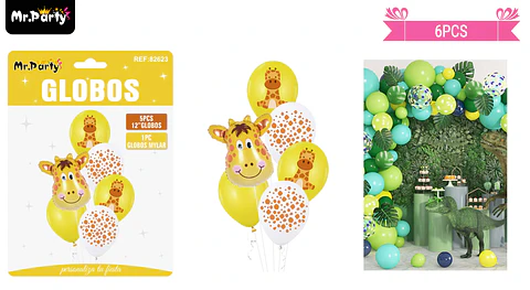 Set de globos de látex 6pcs jirafa
