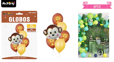 Set de globos de látex 6pcs mono