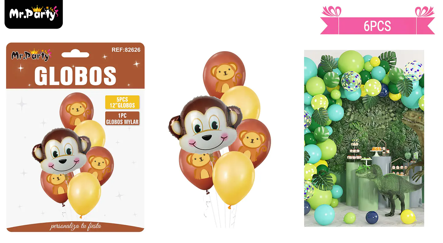 Set de globos de látex 6pcs mono 1