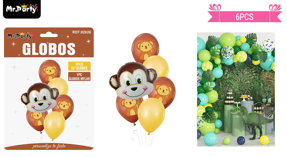 Set de globos de látex 6pcs mono 1