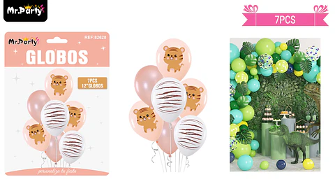 Set de globos de látex 7pcs tigre