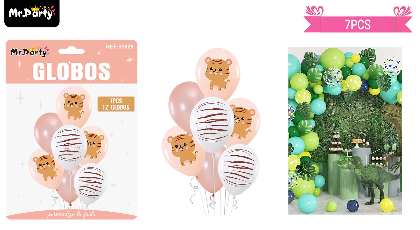 Set de globos de látex 7pcs tigre 1