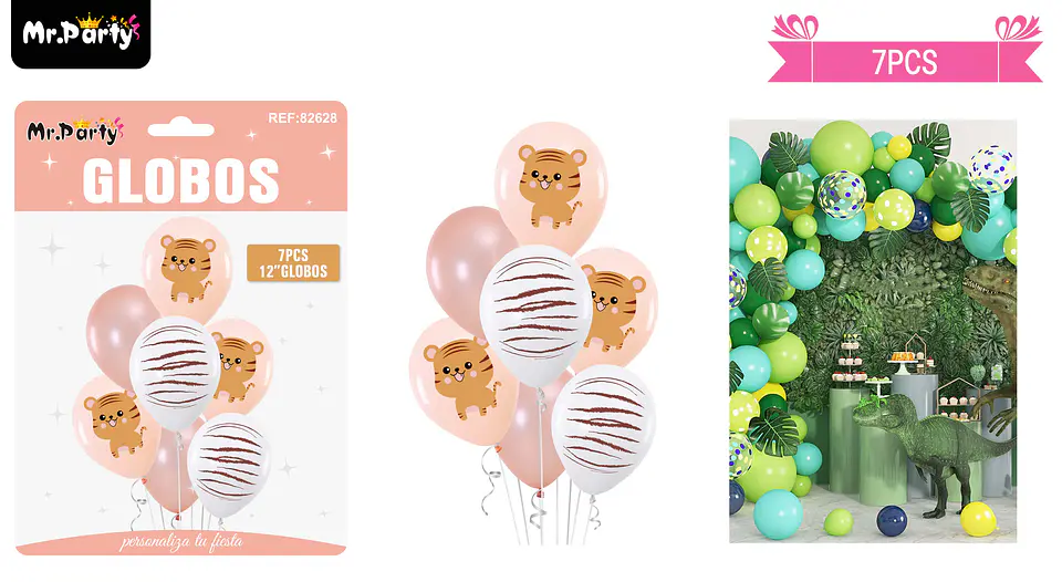 Set de globos de látex 7pcs tigre 1