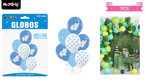 Set de globos de látex 7pcs elefante azul