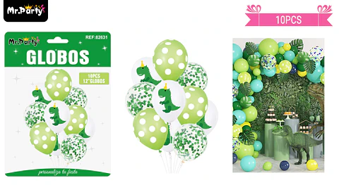 Set de globos de látex 10pcs dinosaurio