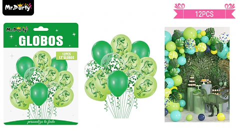 Set de globos de látex 12pcs dinosaurio