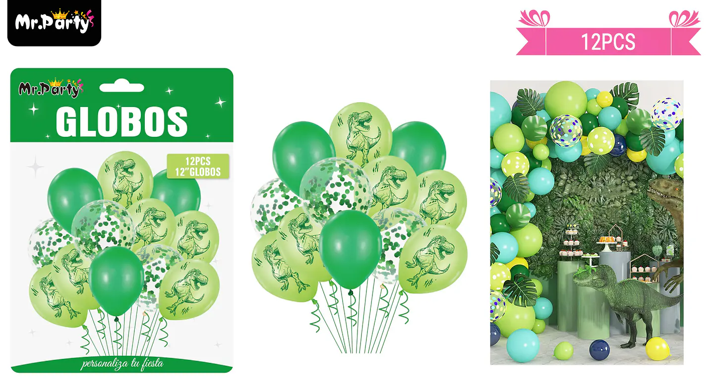 Set de globos de látex 12pcs dinosaurio 1