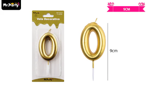 Vela de número 0 dorado 3.8*6CM