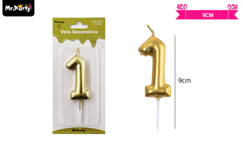 Vela de número 1 dorado 3.8*6CM