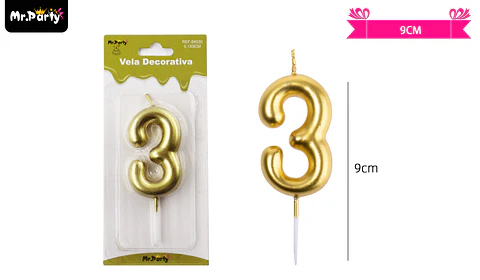 Vela de número 3 dorado 3.8*6CM