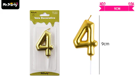 Vela de número 4 dorado 3.8*6CM