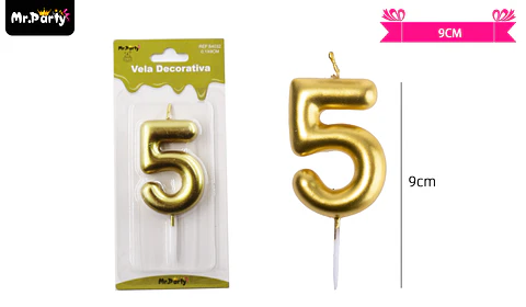 Vela de número 5 dorado 3.8*6CM